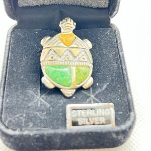 Carolyn Pollack Relios Sterling Silver Turquoise Turtle Tortoise Pendant Brooch